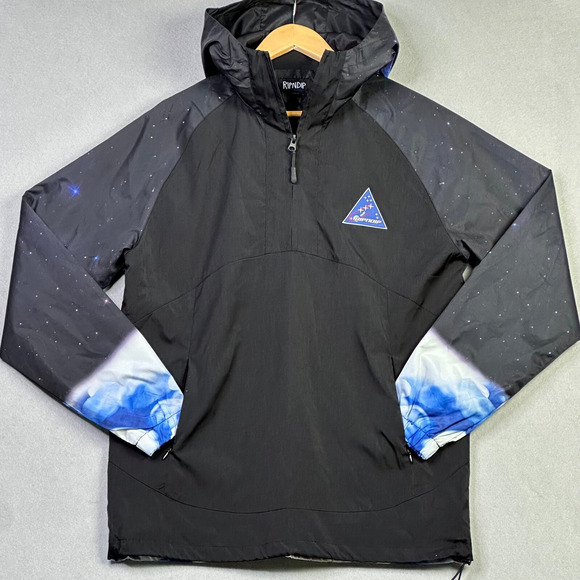 RIPNDIP Galaxy Prayer Hands Space Cat Black Wind Zip Up Windbreaker Jacket M - Picture 2 of 8
